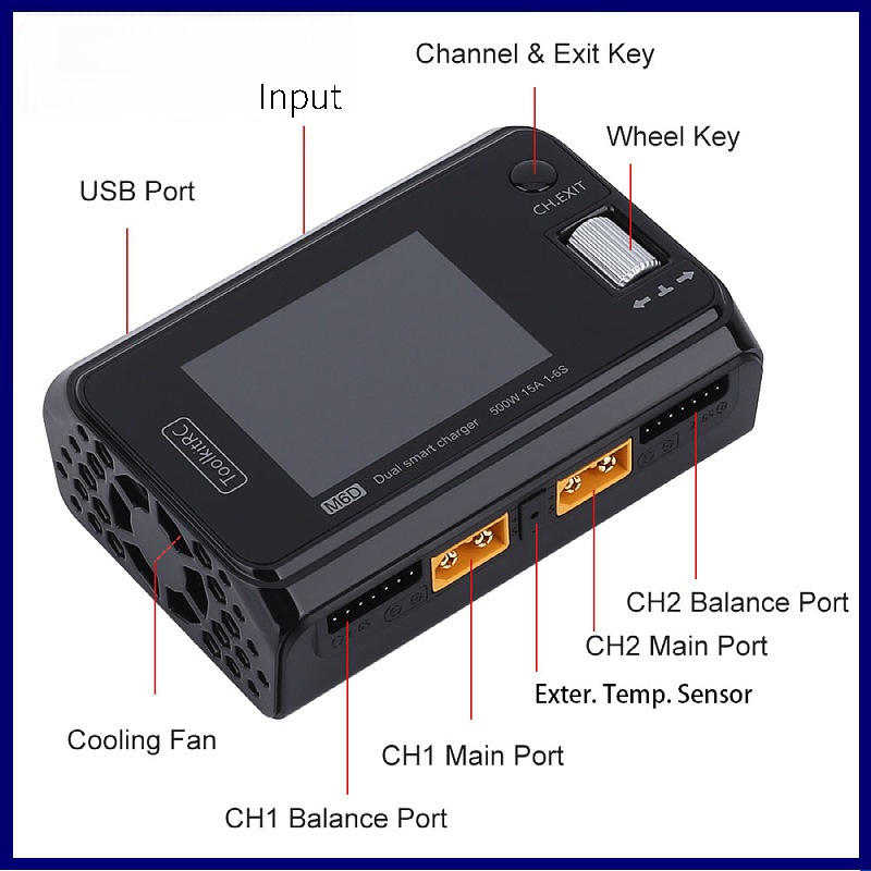 Drone Smart Rc - M6D Dual Channel Balance Charger 500W