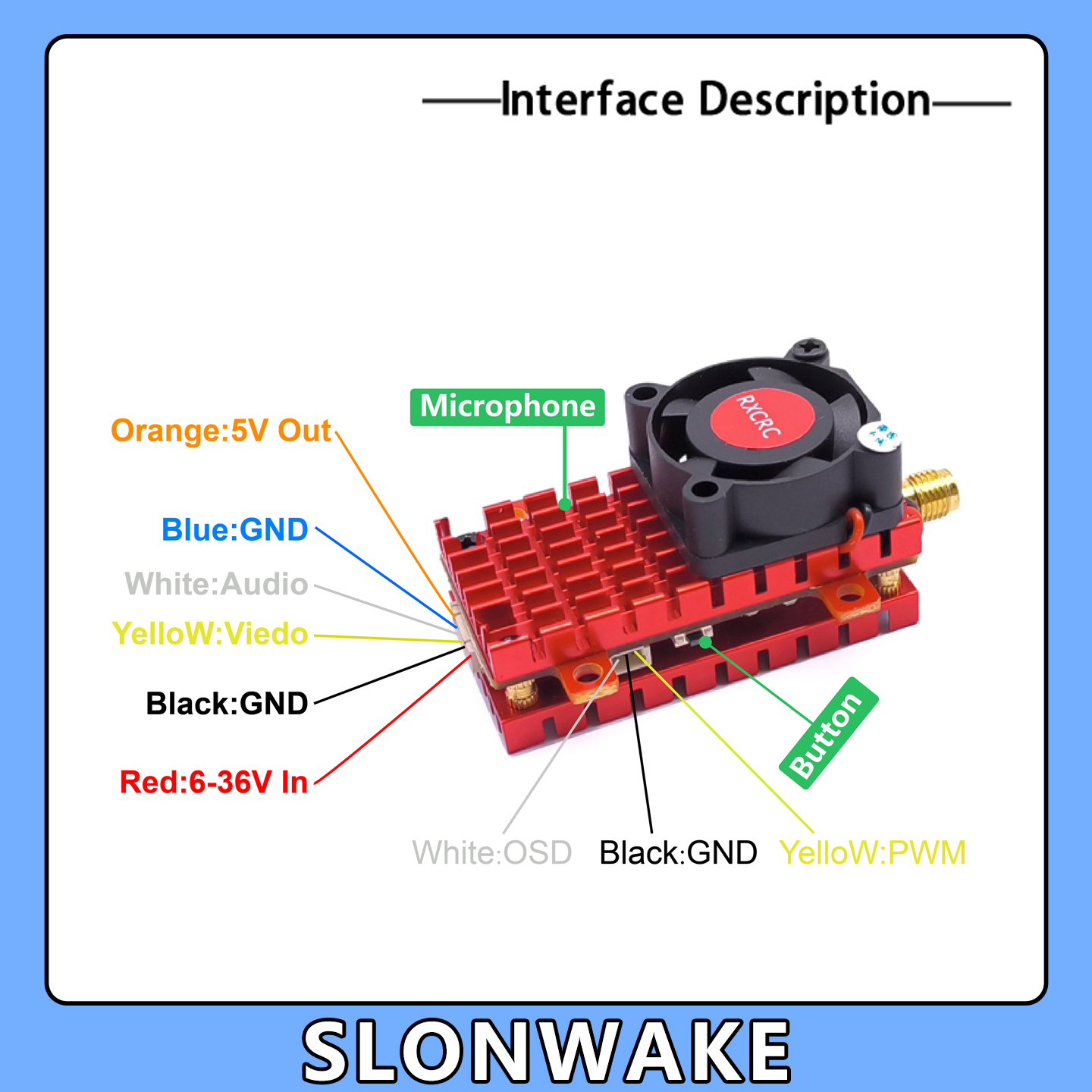 SLONWAKE 5.8G 2W VTX FPV 1800T - огляд і ціна Drone Rc Harness