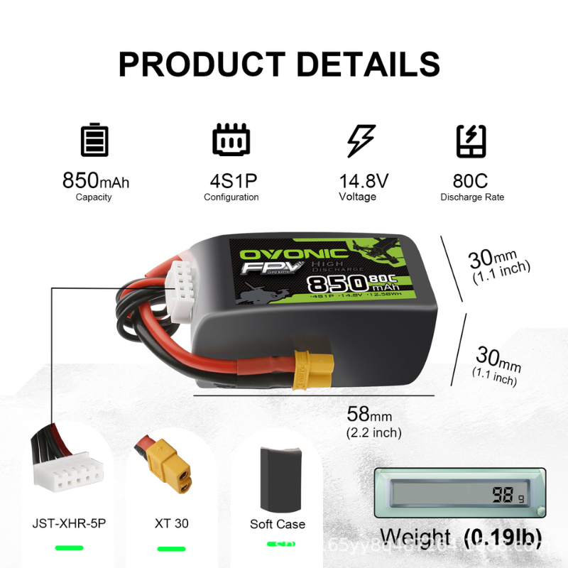 OVONIC 4S 14.8V 850mAh 80C LiP - огляд і ціна Drone Zll Rc