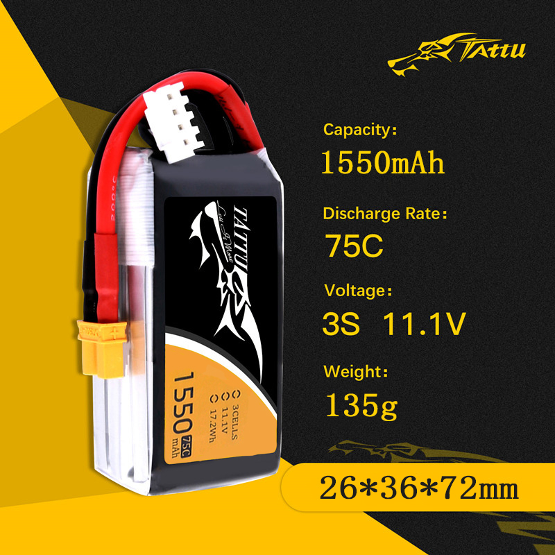 TATTU 3S 11.1V 1550mAh 75C LiP - огляд і ціна Drone Zll Rc
